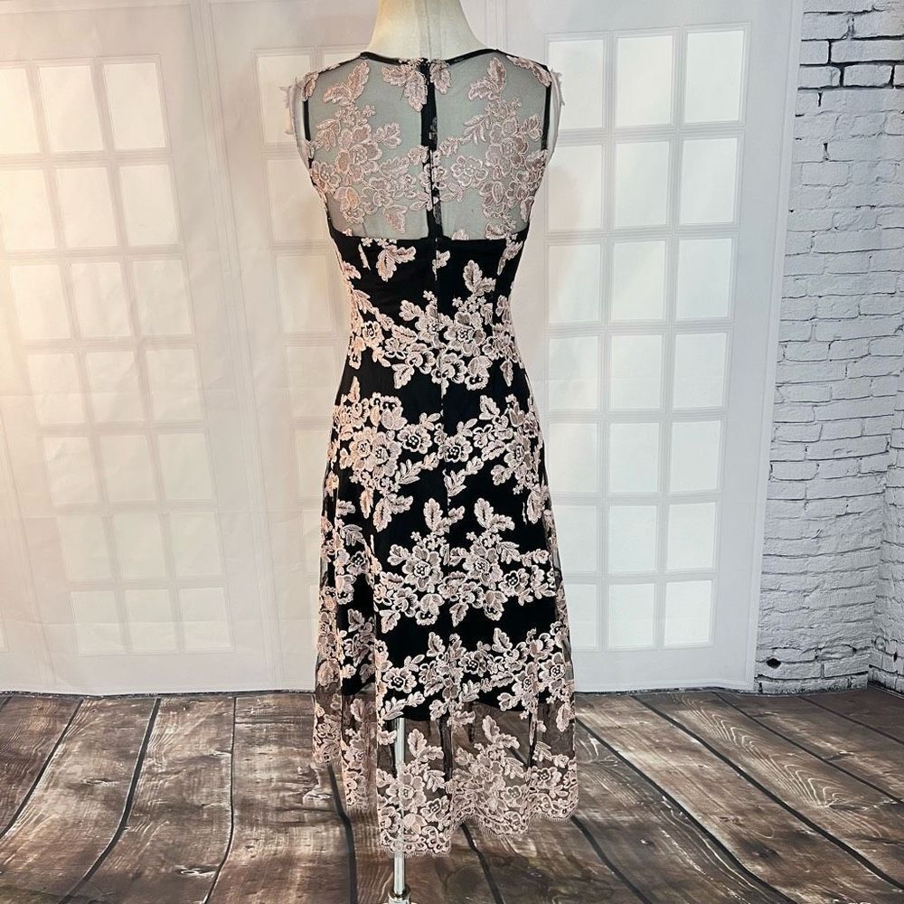 Hitherto Anthropologie BHLDN Tonya black pink lace midi dress size 2 - Picture 7 of 13